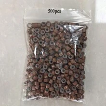 200/500/1000 Stück Mikro-Silikon-Haarverlangerungs-Ringe - Krimpringe für Perücken & Extensions, Aluminiumstange Verbindungsglieder