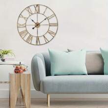 60CM Large Skeleton Metal Roman Wall Clock Big Numerals Giant Open Round Face - Variant1 - View 7