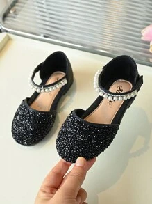 2025春季新款儿童水晶公主鞋，女童软底时尚礼服鞋 - 黑色 - 查看 5