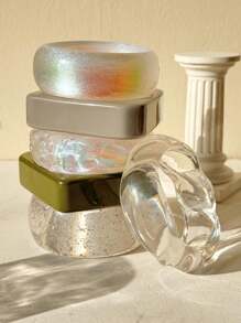 1 chiếc vòng tay tròn bóng bẩy hình học bất đối xứng, kiểu dáng tối giản, thích hợp cho mùa hè. - Nhiều màu - Xem 4