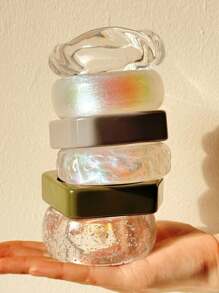 1 chiếc vòng tay tròn bóng bẩy hình học bất đối xứng, kiểu dáng tối giản, thích hợp cho mùa hè. - Nhiều màu - Xem 5