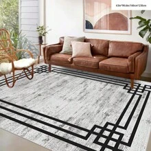 1 pieza Alfombra de área con patrón de cuadros geométricos [Terciopelo de cristal, fondo punteado, 5 mm de grosor] - Impermeable, antideslizante, fácil de limpiar, lavable a máquina, suave y cómoda, adecuada para felpudo, cocina, sala de estar, dormitorio, pasillo, baño, lavandería, decoración del hogar, decoración del baño, alfombra para exteriores, felpudo, decoración de otoño, accesorios de baño, de vuelta al colegio