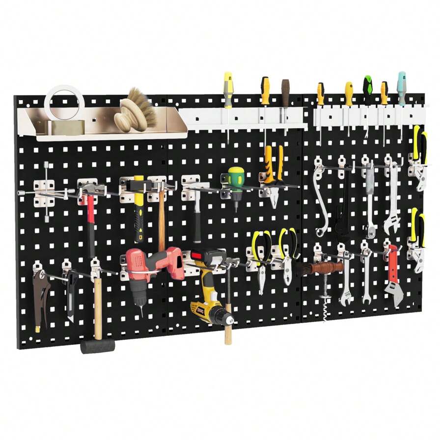 Wall-Mounted Pegboard Kit Tool Board Organizing Kit - 黑色 - 查看 1