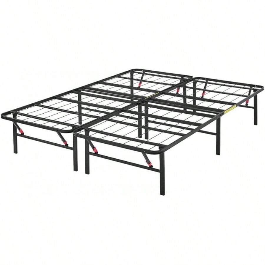 Basics Bed Frame With Storage, Foldable Metal Platform, Sturdy Steel, No Box Spring Needed, 14 Inches High, Tool-Free Setup, Full Size, Black - 14-inch - View 1