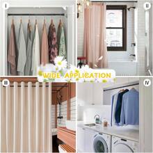 Barras de clóset para colgar ropa, barra de clóset resistente de 17 a 41 pulgadas, barra ajustable para colgar ropa, barra de metal para cortina de ducha para clóset, armarios, baño, ventanas - Negro Mate - Ver 8