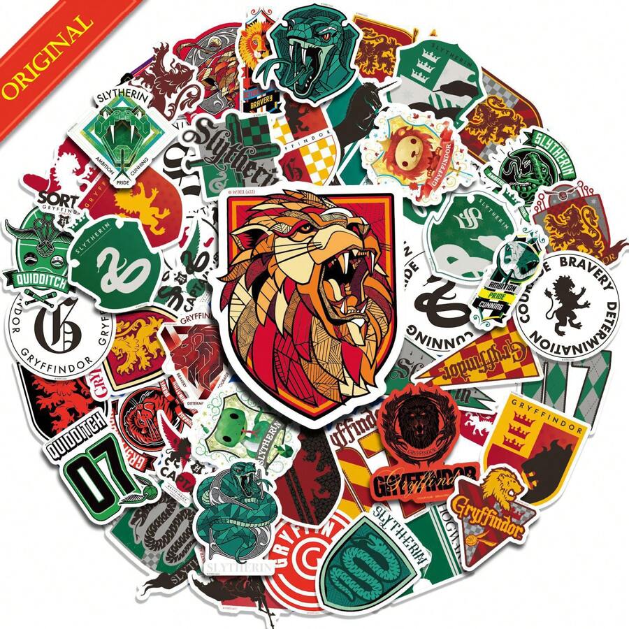 WB 50pcs Harry Potter Officially Licensed Harry Potter Self-Adhesive Graffiti Stickers Collection For Laptops Ipad Luggage Mobile Phones Cute Cartoon Stickers Decorations Ron Hermione Luna Hedwig Collection Essentials