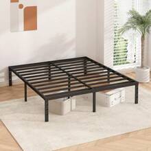 Estructura de cama de plataforma metálica de 18 pulgadas de altura, sin necesidad de caja de resortes, cama individual con tablas de soporte resistentes y de gran durabilidad, fácil de ensamblar, color negro - 12 PULGADAS - Ver 6