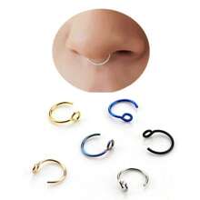 SENLANSP Set de 6 clips/anillos nasales simples de acero inoxidable sin perforación, regalo perfecto de joyería nasal para fiestas y festivales