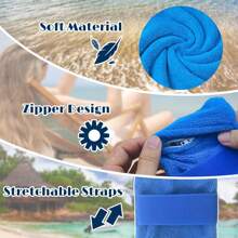 Sand Remover For Beach Sand Wipe Off Mitts - Soft Cloth Beach Sand Cleaner Reusable Beach Essentials Sand Removal Bag (Talc-Free), Beach Accessories, Pool Float - Multicolor - View 4