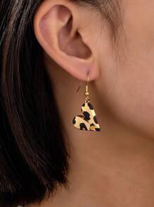 1 para eleganckich kolczyków ze stopu w kształcie serca w stylu retro z nadrukiem w panterkę, uniwersalne akcesoria do biżuterii modowej dla kobiet, pomysł na prezent na walentynki, mamę, mamę, dzień matki, prezent