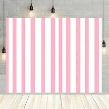 Versatile Pink And White Striped Backdrop - Ideal For Parties, Birthdays, Anniversaries | Easy To Hang Polyester Wall Decor For Indoor And Outdoor Celebrations - 1pc - View 5