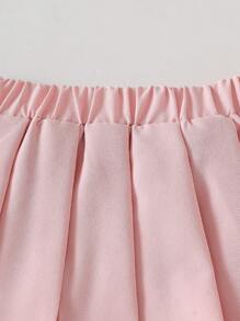 2pcs/Set Baby Girl 3D Bow T-Shirt And Pleated Skirt Outfit, Casual Cute Style For Outdoor Play - Multicolor - View 5