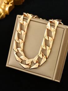 1pc European And American Style Punk Exaggerated Personalized Thick Metal Chain Necklace For Women