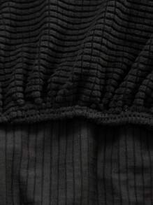 1 Set Solid Color Jacquard Corn Grain Toilet Seat Cover And Toilet Tank Cover, Stretch Toilet Seat Cover Set For Bathroom, Suitable For Small Size Toilet Tank And Lid, Home Decor - Black - View 7