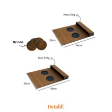 Kit 2 Cup Holder Tray With Control Holder Mat For Sofa Armrest - Camel - View 2