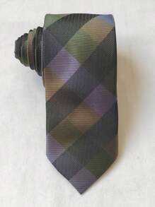 Men's Casual Colorful Plaid Tie (5.5cm) - 橄欖綠 - 查看 1