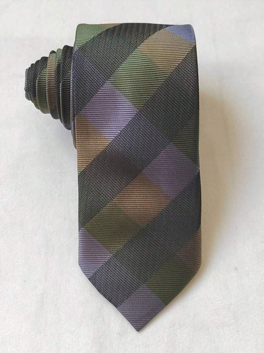 Men's Casual Colorful Plaid Tie (5.5cm) - 橄欖綠 - 查看 1