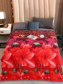 Cobijas Ligera Matrimonial Con Flores, Frazada Súper Suaves y Acogedoras, Patrón a Rayas, Super Suave y Cálida, Para Uso Durante Todas Las Estaciones (200*220 cm) - Cereza Café - Ver 1