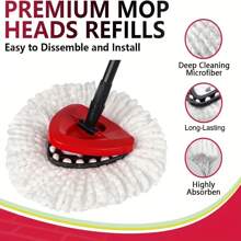 2/4pcs Machine Washable Super Soft Microfiber Spin Mop Head Replacement, Easy Clean Mop Head Refills With Base, Reusable And Easy To Wring, Multipurpose And Easy To Operate - White - View 5