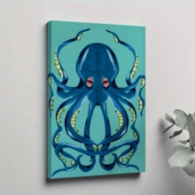 1pc Framed Canvas Poster, Vintage Octopus Wall Art Canvas Paintings, Ideal Gift For Bedroom Living Room Corridor, Wall Art, Room Decoration - Multicolor - View 1
