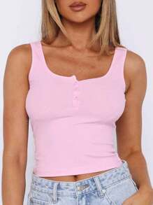 Women's Solid Color Simple Daily Tank Top