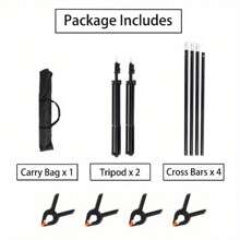 Backdrop Stand Kit 3 * 3m(9.8 * 9.8ft) Adjustable Photo Backdrop Stand Photo Video Studio Background Support System With Carrying Bag And 4 Clamps - Black - View 3