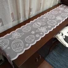1 Stück Spitzen Oster Tischläufer 33X183cm Eier Blumen Muster Tischmittelpunkt Dekoration blau rosa weiß Tischdecke für Frühlings Oster Party Zubehör