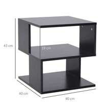 HOMCOM Side Table Square Coffee Table Modern End Table With 2 Tier Storage Shelves For Living Room, Bedroom, Black - Black - View 3