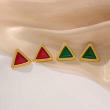 S SHOPBOHO 1 对婚礼礼物防水日常珠宝 8 毫米养殖淡水巴洛克珍珠耳环金环耳环女士 - 幾何 - 查看 3