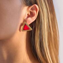 S SHOPBOHO 1 对婚礼礼物防水日常珠宝 8 毫米养殖淡水巴洛克珍珠耳环金环耳环女士 - 幾何 - 查看 1