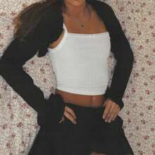 Women's Lace Trim Cami Tops Summer Rib Knit Crop Tank Tops Spaghetti Straps Sleeveless Square Neck Camisole Vests - 白色 - 查看 4