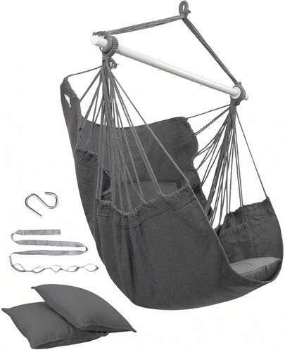 Hammock Chair Swing Indoor Hammock For Bedroom - Max 500 Lbs-Steel Spreader Bar With Anti-Slip Rings-Indoor & Outdoor