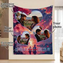 定制爱情背景图片和文字毯子，情人节装饰挂毯，个性化的理想礼物，适合他/她、男朋友、女朋友、爸爸、妈妈、家人、朋友、宠物，适合周年纪念日、情人节、母亲节、生日、儿童节、父亲节、毕业典礼、婚礼、圣诞节、沙发、床、汽车、卧室、客厅、办公室、户外露营、海滩、家庭墙壁装饰