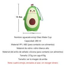 Taza de Agua de Aguacate - Vaso de Vidrio con Diseño Divertido y Caras Alegría - 280 ml, Capacidad Ideal para Bebidas y Bebidas Calientes, Diseño de Aguacate con Caritas Alegres (Cuatro Caras Surtidas, Envío Aleatorio) - Vaso Portátil con Asa para Viajes y Uso Diario, Opción Divertida para Regalos - Cuatro expresiones enviadas al azar - Ver 4