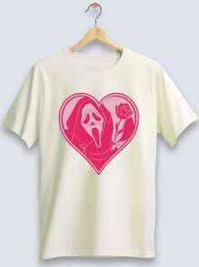 Adult Oversized T-Shirt Urban Streetwear Ghost Heart Unisex Round Neck Summer Size S To G4