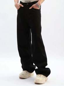 Bag Balloon Wide Straight Cut Carpenter Jeans UNISEX - 黑色 - 查看 2