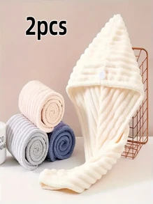 1 pezzo Asciugamano in fibra ultrasottile, 300g/m² Cuffia per asciugare i capelli morbida e ondulata, Asciugamano da bagno di colore solido minimalista, Telo rapido assorbente per capelli, Cuffia da doccia anti-crespo per capelli bagnati, Accessori da bagno