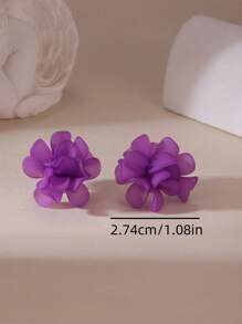 MESTILO 1 对树脂紫山茶花耳钉，适合女性日常和节日佩戴 - 山茶花 - 查看 4