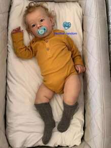 Realistic 55 CM Soft Vinyl Reborn Liam Babies Doll Toy With Handmade -Painted Skin And Visible Veins, 22 Inch Alive Newborn Bebe Cute Play House Toy For Girl(Some Parts Random, Including Pacifier, Bottle, Diaper And Clothes Set)