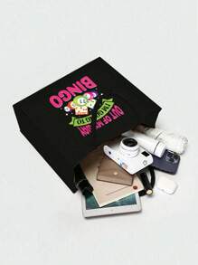 Bộ túi xách và ví chủ đề xổ số bi-a, bộ túi xách và ví đựng tiền xu dành cho nữ, bao gồm túi xách và ví đựng tiền xu, túi nữ dung tích lớn, chất liệu vải, có thể giặt, có lớp lót, kiểu đeo vai thông thường, in khẩu hiệu "Tôi muốn chơi Bingo", có họa tiết xổ số, bi-a, các yếu tố số học và thể thao. - màu đen - Xem 4