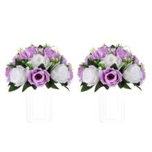 2Pcs Artificial Flower Bouquets Silk Flowers Fake Rose Flowers Floral Arrangements For Wedding Party Home Decor