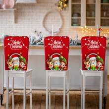 Christmas Chair Covers, Cartoon Santa Snowman Elk Print Washable Removable Slipcover For Hotel, Restaurant - Style 2 - View 7