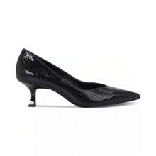 Vince Camuto Zapatos de tacón de aguja con puntera abierta para mujer - Cuero de serpiente negro - Ver 5