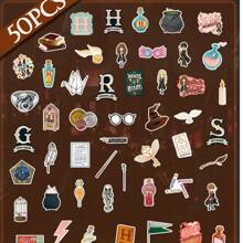 WB 50 件哈利波特官方授权哈利波特赫敏罗恩海德薇霍格沃茨道具贴纸防水卡通装饰水瓶笔记本电脑保险杠水瓶电脑手机安全帽汽车和送给朋友家人生日节日和新年圣诞礼物 - DS01-01-0014 - 查看 5