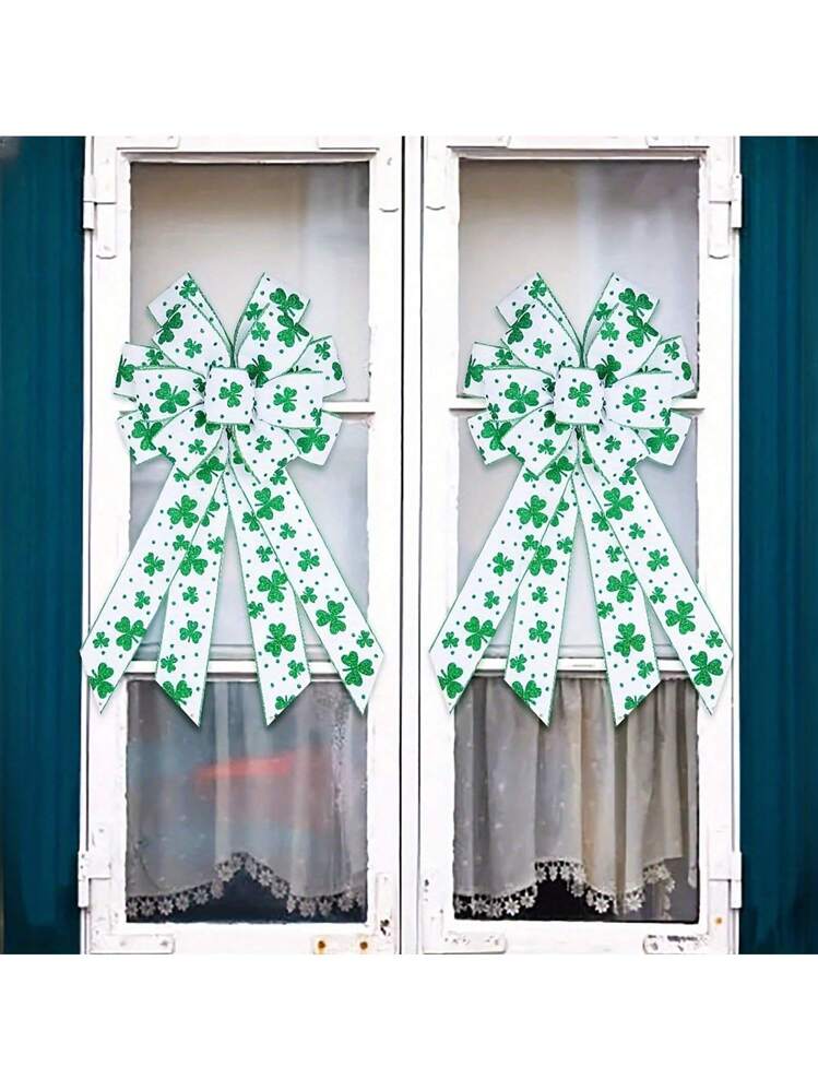 Fiocco Natalizio In Tessuto Per Ghirlande | 3 Taglie (20-29 Cm) Rosso/Verde Con Bordo Dorato, Per Scale E Camini