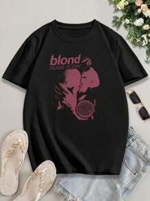 Vintage Blond Frank Ocean Lovers T-Shirt For Women - Retro Style Tee - Black - View 2