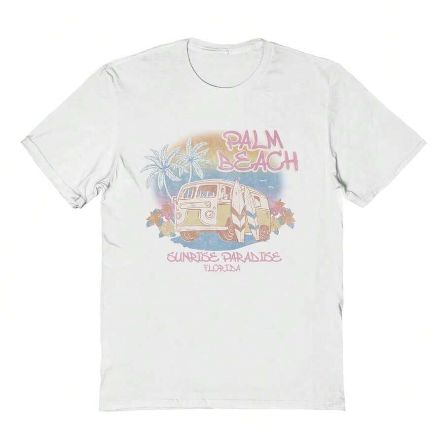 Social Collective Palm Beach Graphic Cotton Unisex T-Shirt - trắng - Xem 1