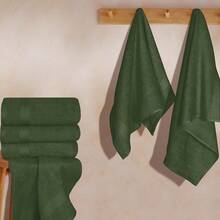 Ultra Soft 8-Piece Towel Set -% Ring Spun Cotton, 2 Oversized Bath Towels 27x54, 2 Hand Towels 16x28, 4 Wash Cloths 13x13 - Daily Use, Hotel & Spa - Olive Green, Luxury Towel Set - 橄欖綠 - 查看 2