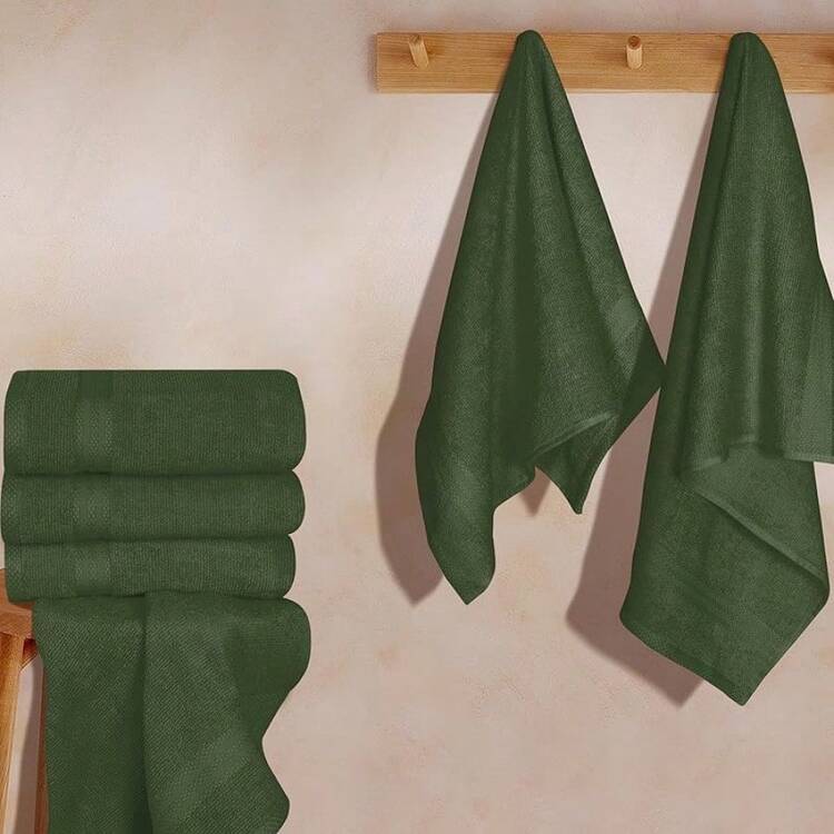 GLAMBURG Ultra Soft 8-Piece Towel Set -% Ringspun Cotton, Contains 2 Oversized Bath Towels 27x54, 2 Hand Towels 16x28, 4 Wash Cloths 13x13 - Everyday Use, Hotel  Spa - Black - Olive Green - View 3