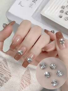 5件高品质美甲花子。手工成品,带水钻,热门网红,超闪水晶钻球,美甲装饰,美甲用品,美甲饰品,美甲宝石 - 銀色 - 查看 5